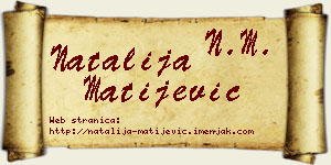Natalija Matijević vizit kartica